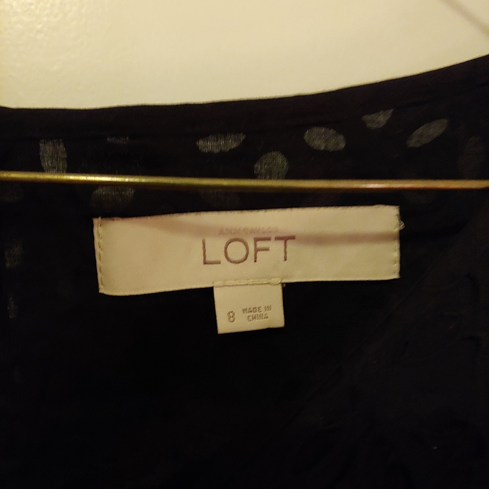 Loft Black Eyelet Dress, size 8